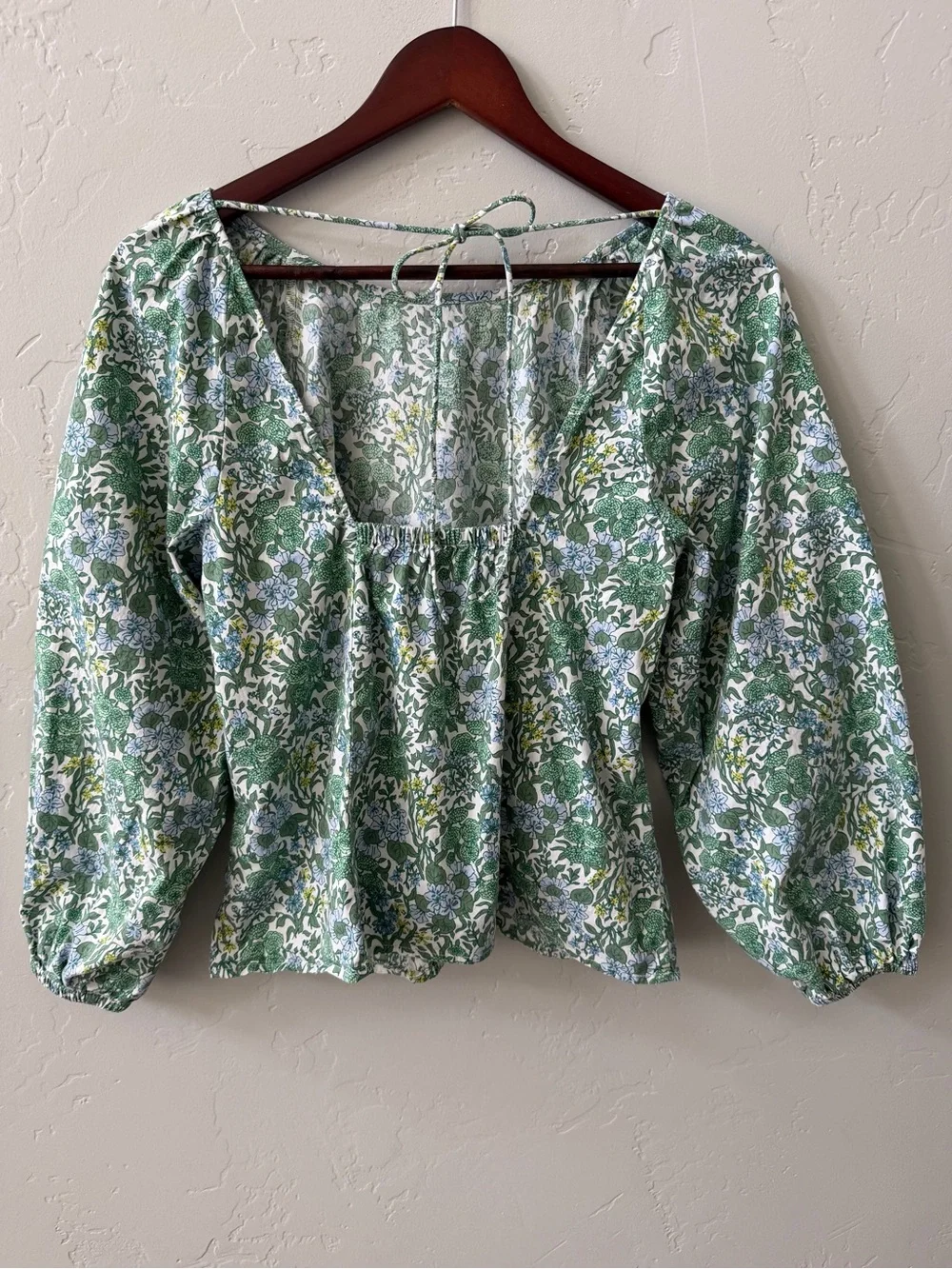 J.Crew Womens Tie-Back Floral Puff Sleeve Top Size 6 Preppy Cottagecore